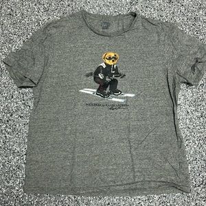 VINTAGE POLO BY RALPH LAUREN SKIING BEAR POLO GREY XL T-SHIRT 2017 Fits SMALL